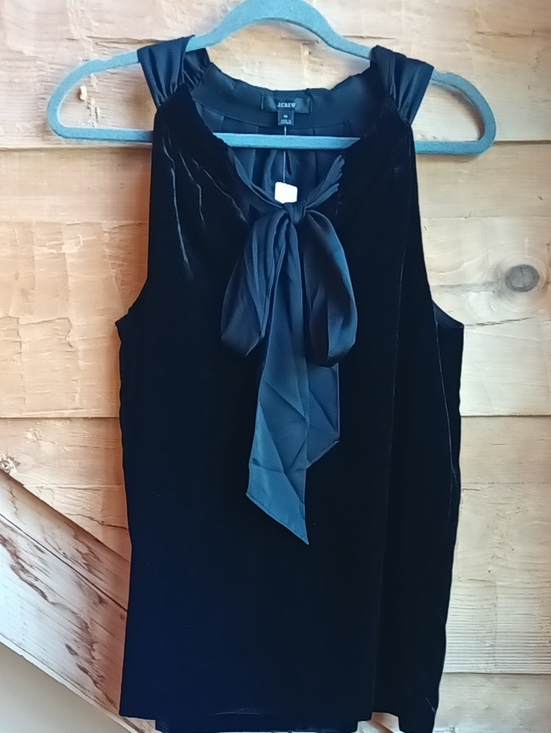 J. Crew Tops - J. Crew Black Velvet Sleeveless Bow-Neck Top